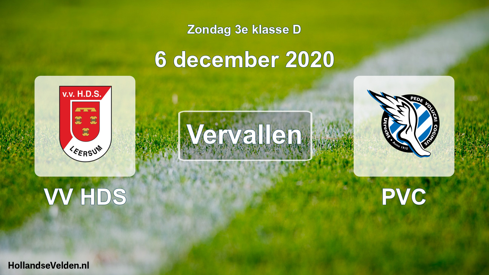 Scheduled Match: VV HDS - PVC (6 December 2020)