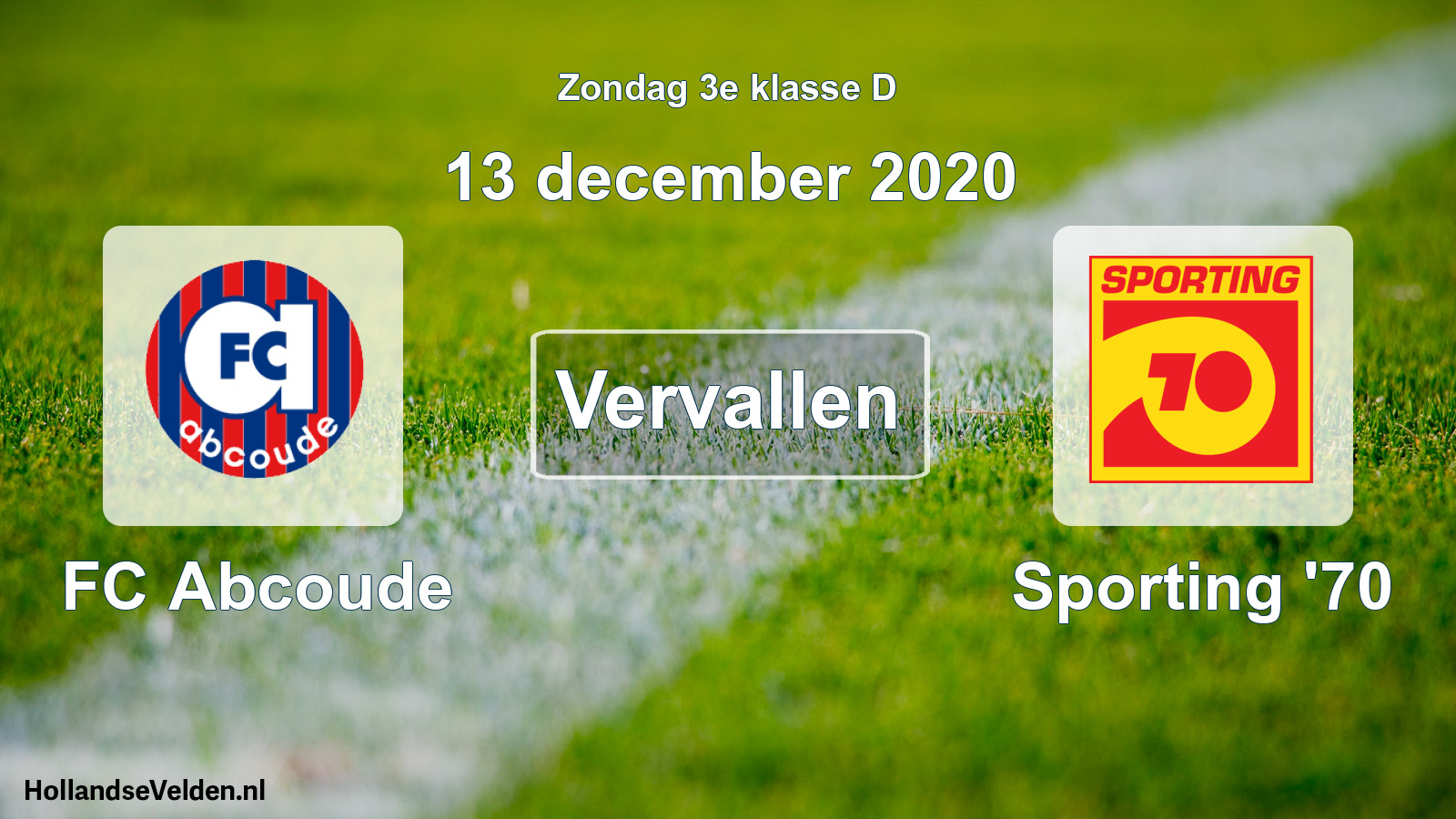 Scheduled Match: FC Abcoude - Sporting '70 (13 December 2020)