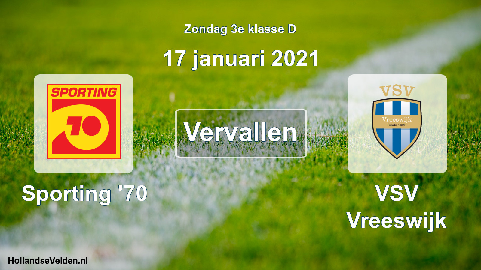 Scheduled Match: Sporting '70 - VSV Vreeswijk (17 January 2021)