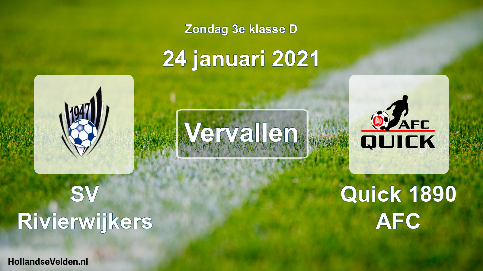 Scheduled Match: SV Rivierwijkers - Quick 1890 AFC (24 January 2021)