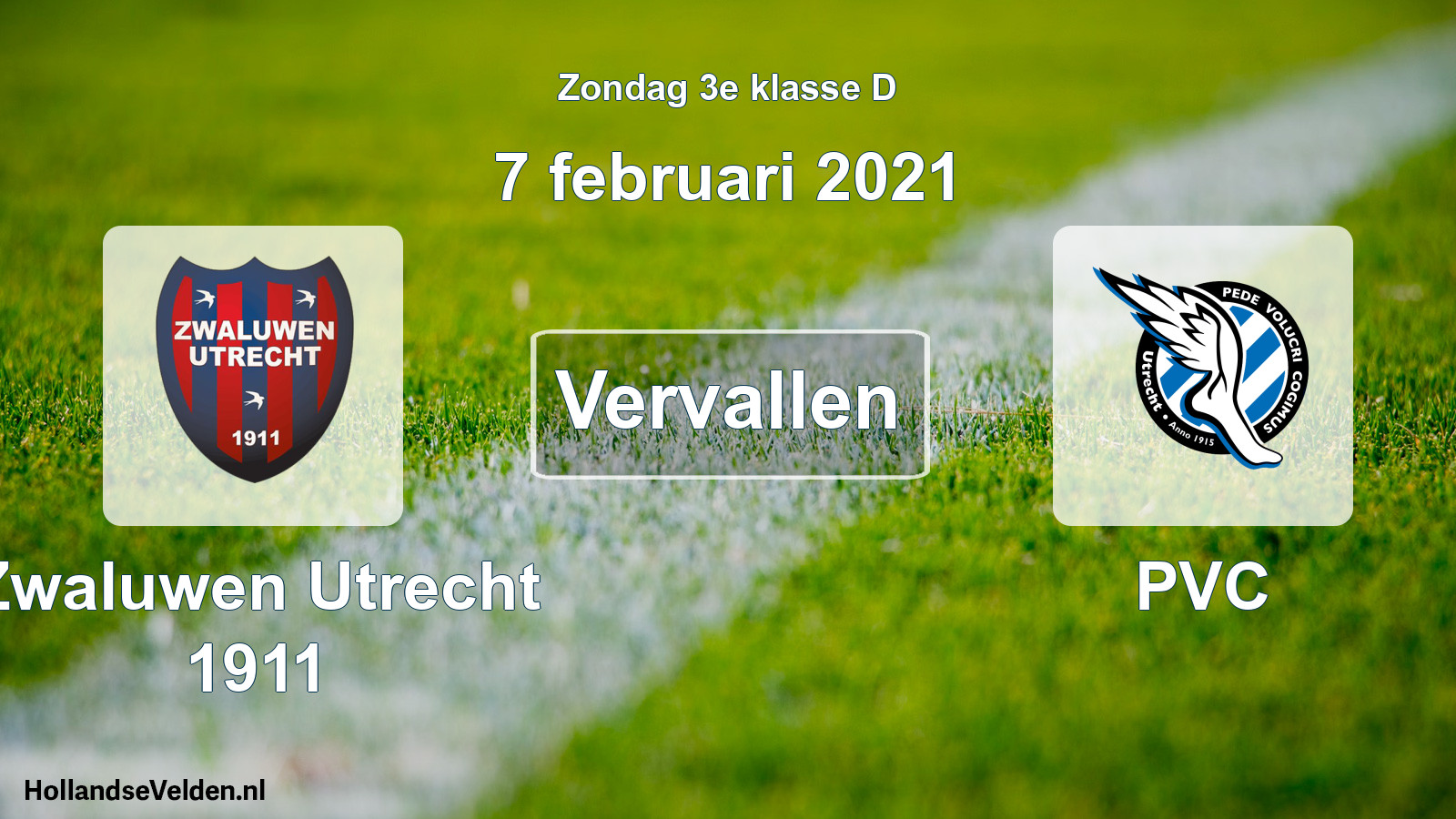 Scheduled Match: Zwaluwen Utrecht 1911 - PVC (7 February 2021)