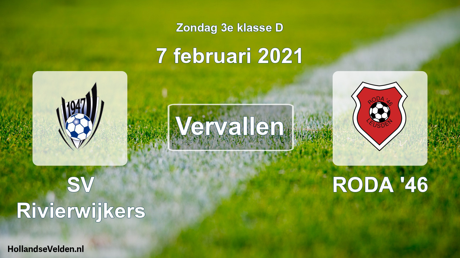 Scheduled Match: SV Rivierwijkers - RODA '46 (7 February 2021)