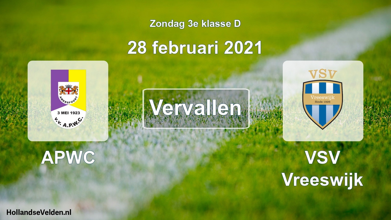 Scheduled Match: APWC - VSV Vreeswijk (28 February 2021)