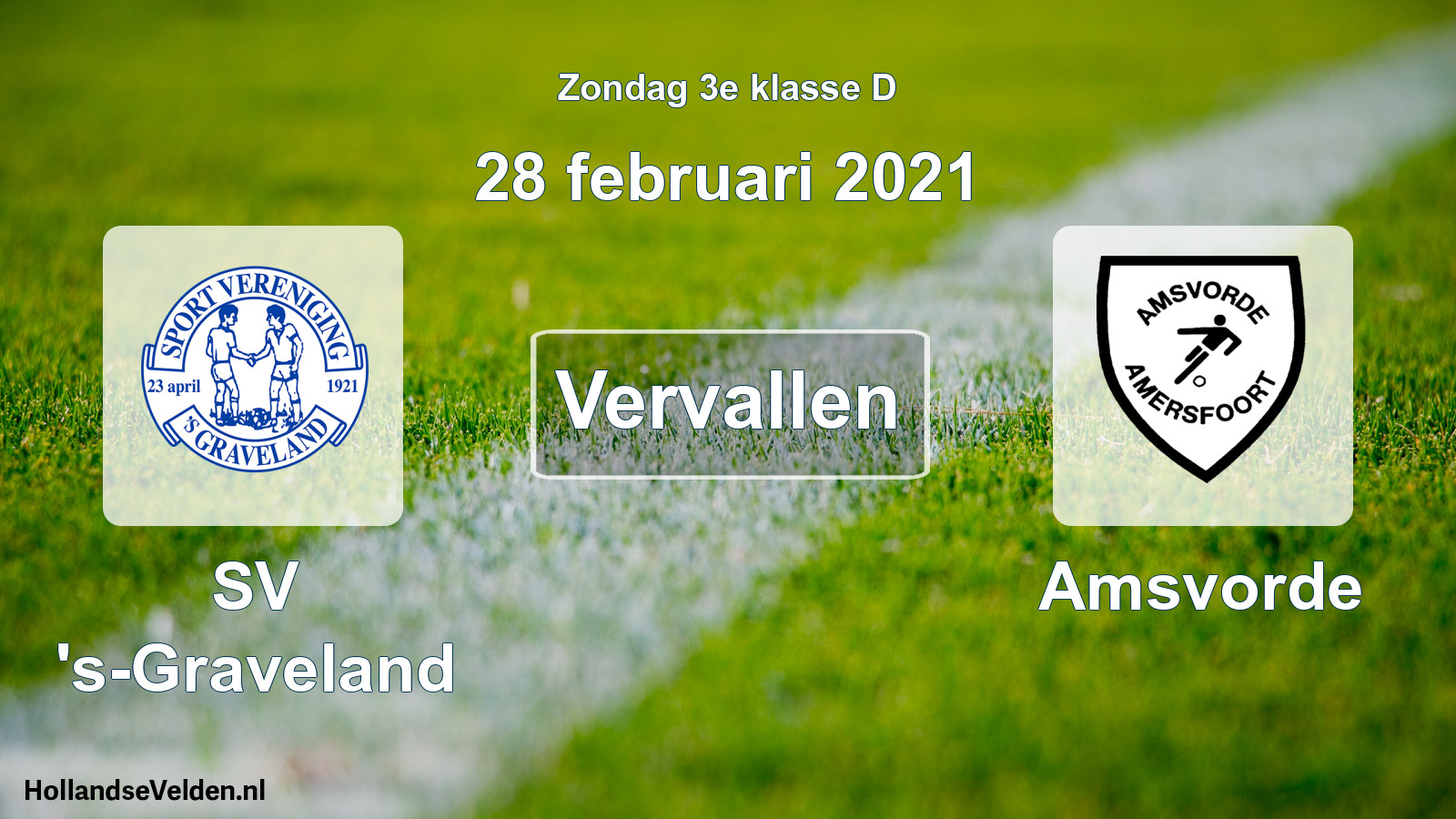 Scheduled Match: SV 's-Graveland - Amsvorde (28 February 2021)