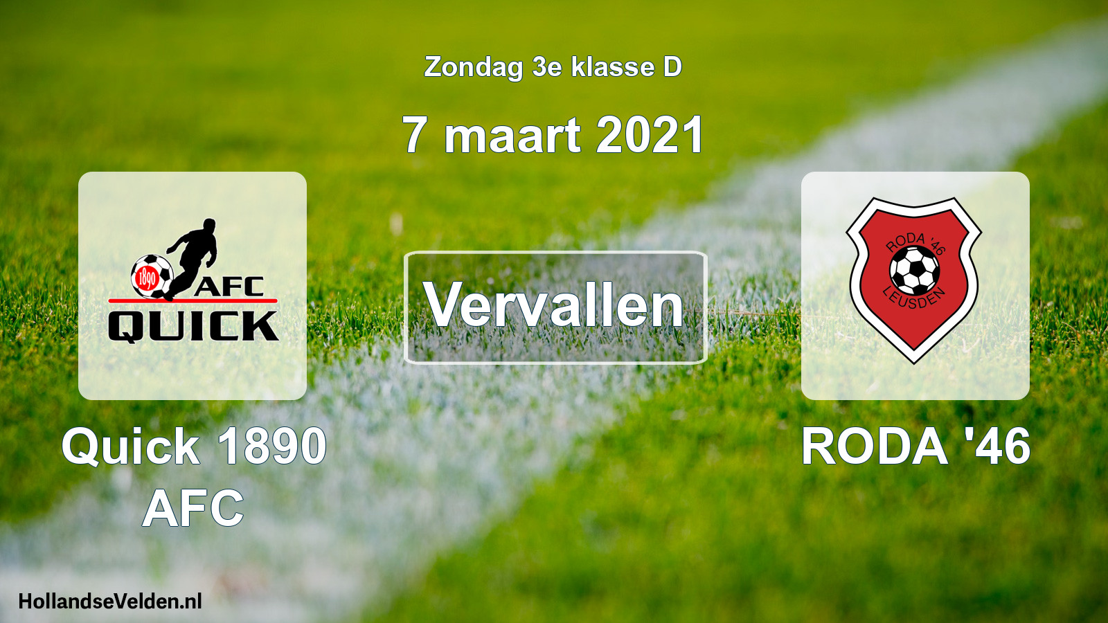 Scheduled Match: Quick 1890 AFC - RODA '46 (7 March 2021)