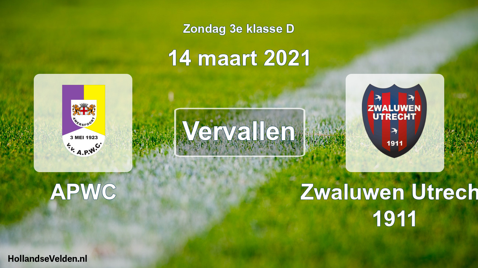 Scheduled Match: APWC - Zwaluwen Utrecht 1911 (14 March 2021)
