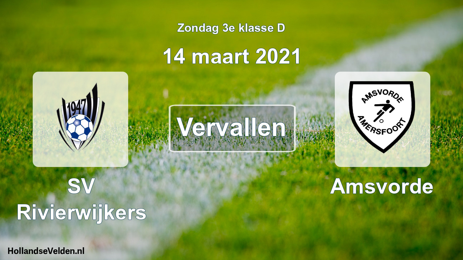 Scheduled Match: SV Rivierwijkers - Amsvorde (14 March 2021)