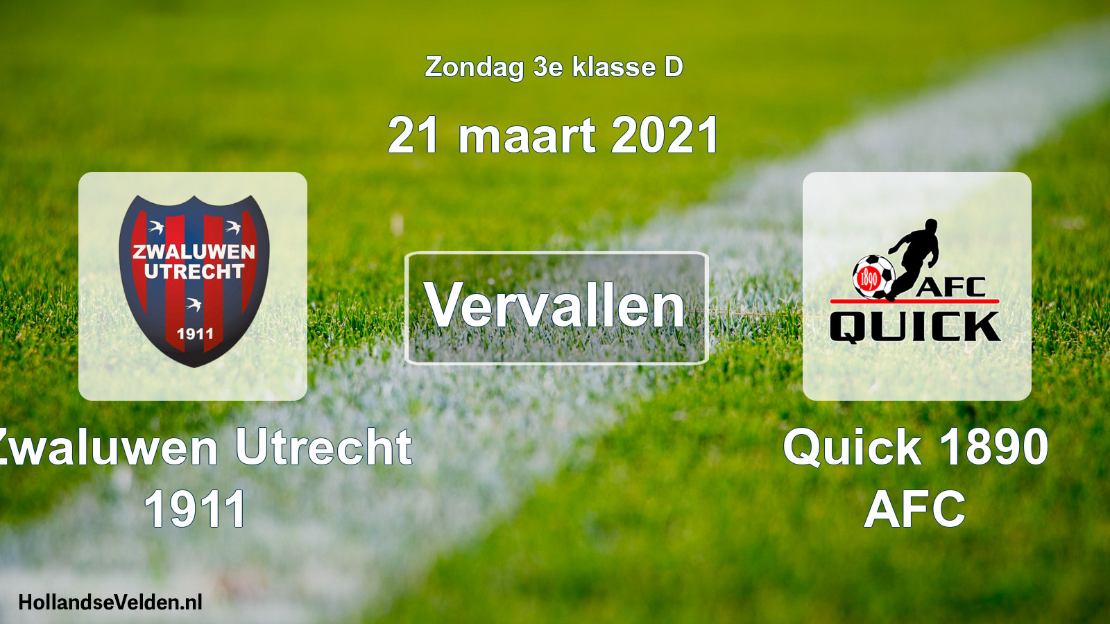 Scheduled Match: Zwaluwen Utrecht 1911 - Quick 1890 AFC (21 March 2021)