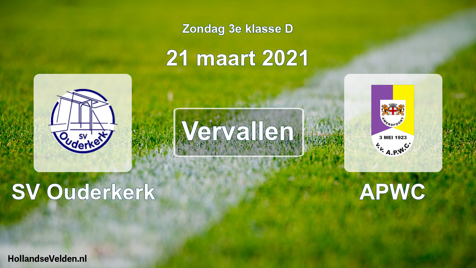 Scheduled Match: SV Ouderkerk - APWC (21 March 2021)