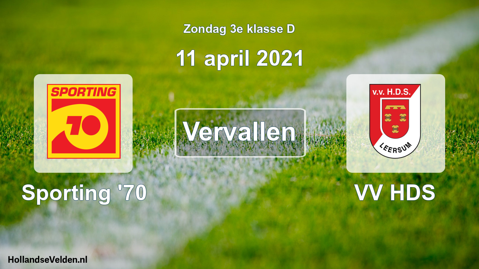 Scheduled Match: Sporting '70 - VV HDS (11 April 2021)