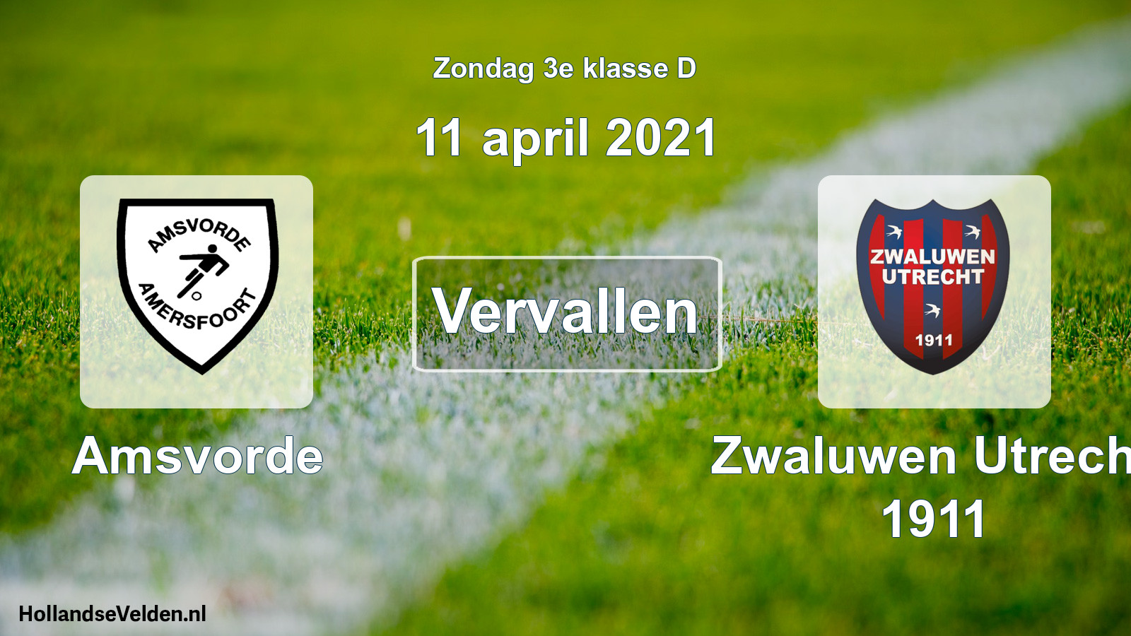 Scheduled Match: Amsvorde - Zwaluwen Utrecht 1911 (11 April 2021)