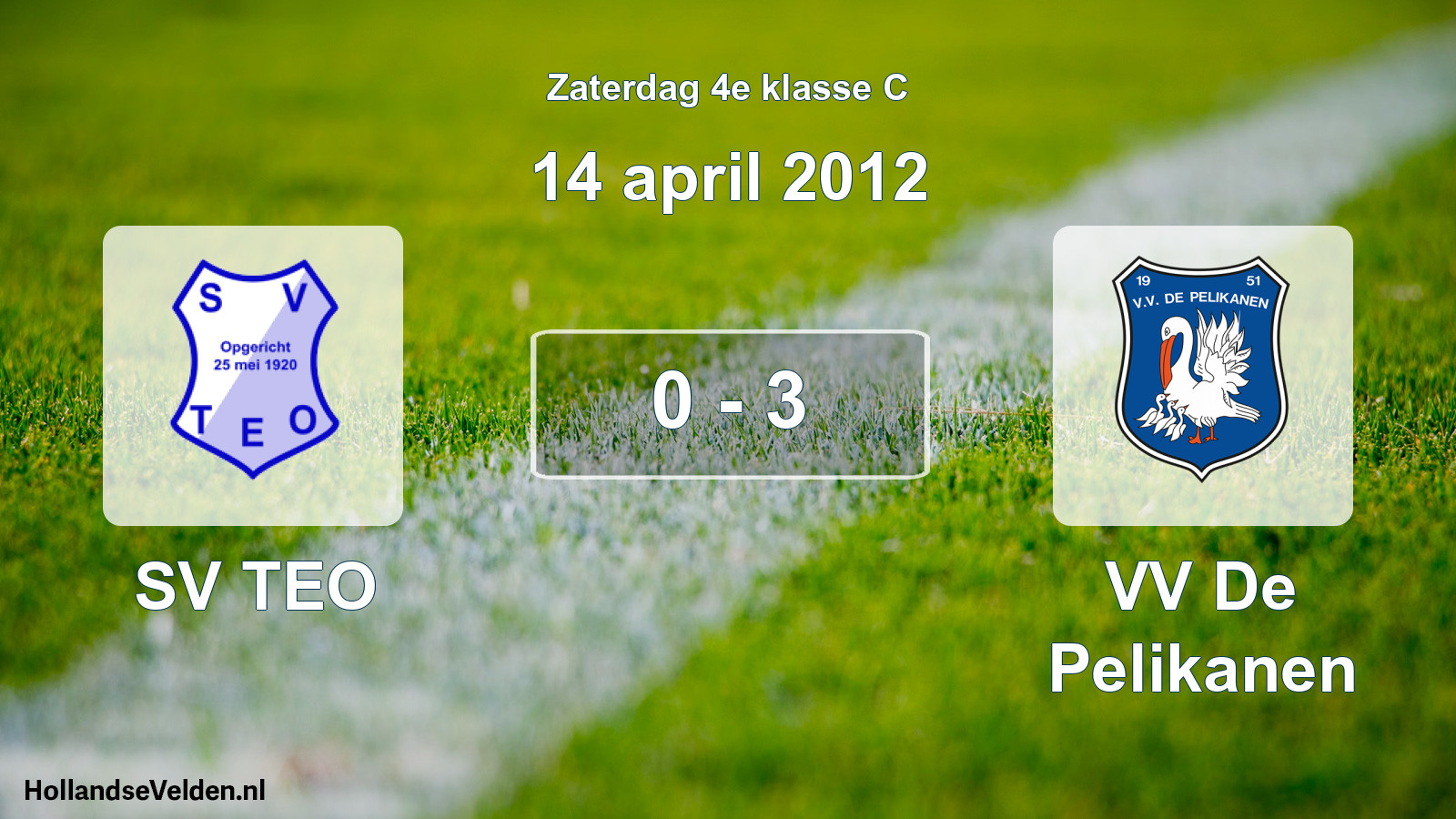 Total number of matches played: SV TEO - VV De Pelikanen 0 - 3 (14 April 2012)