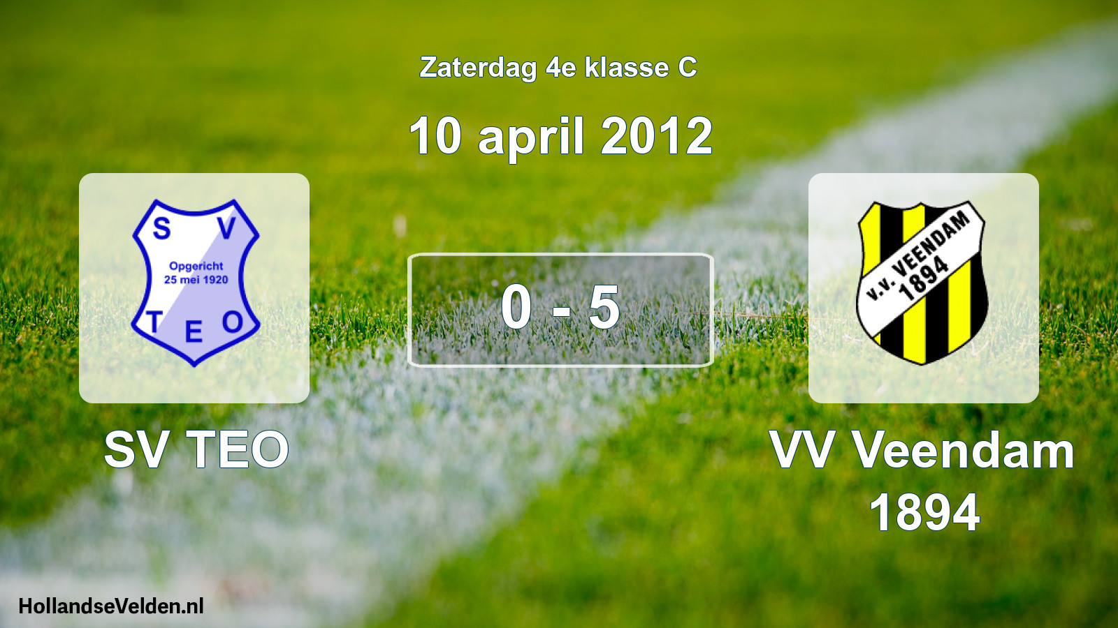 Total number of matches played: SV TEO - VV Veendam 1894 0 - 5 (10 April 2012)
