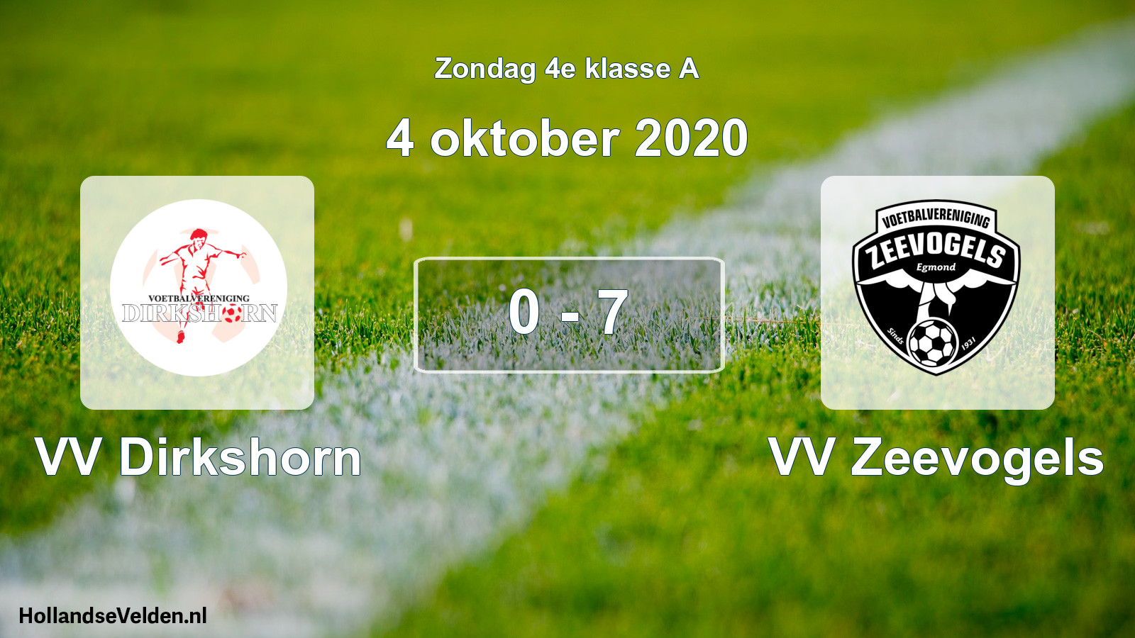 Total number of matches played: VV Dirkshorn - VV Zeevogels 0 - 7 (4 October 2020)