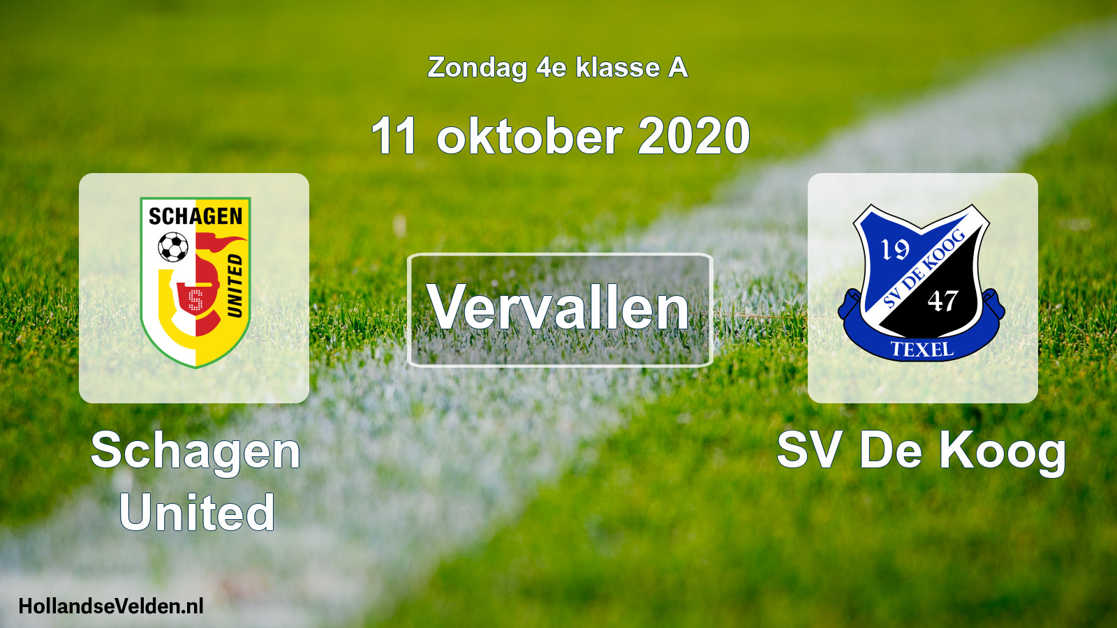 Scheduled Match: Schagen United - SV De Koog (11 October 2020)