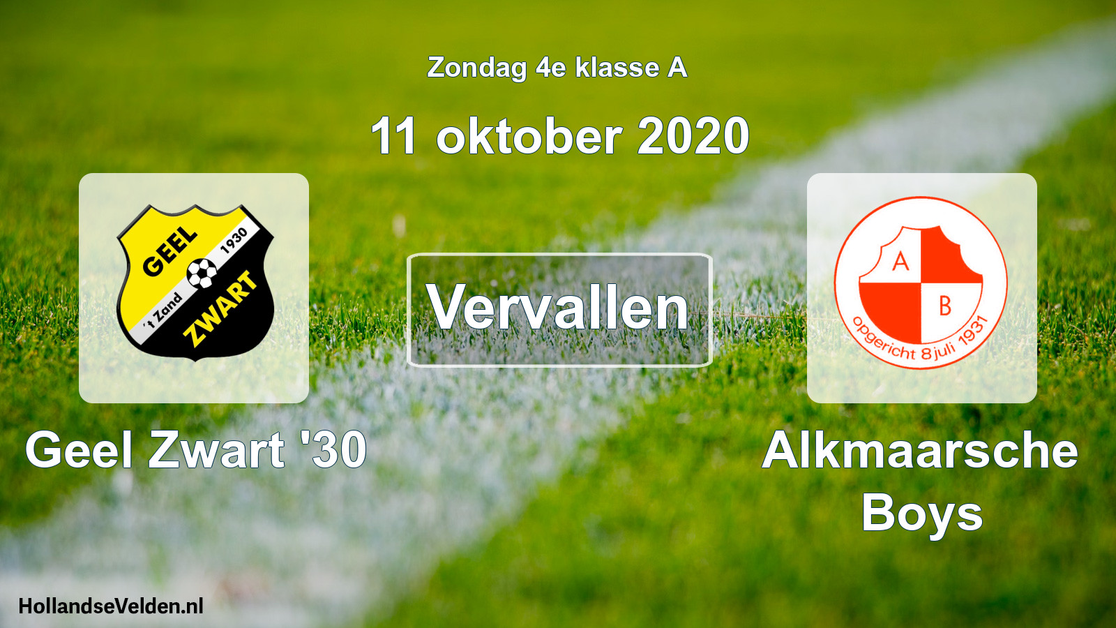 Scheduled Match: Geel Zwart '30 - Alkmaarsche Boys (11 October 2020)