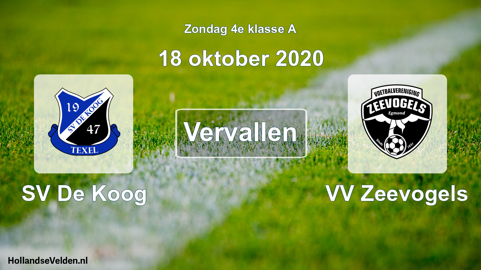 Scheduled Match: SV De Koog - VV Zeevogels (18 October 2020)
