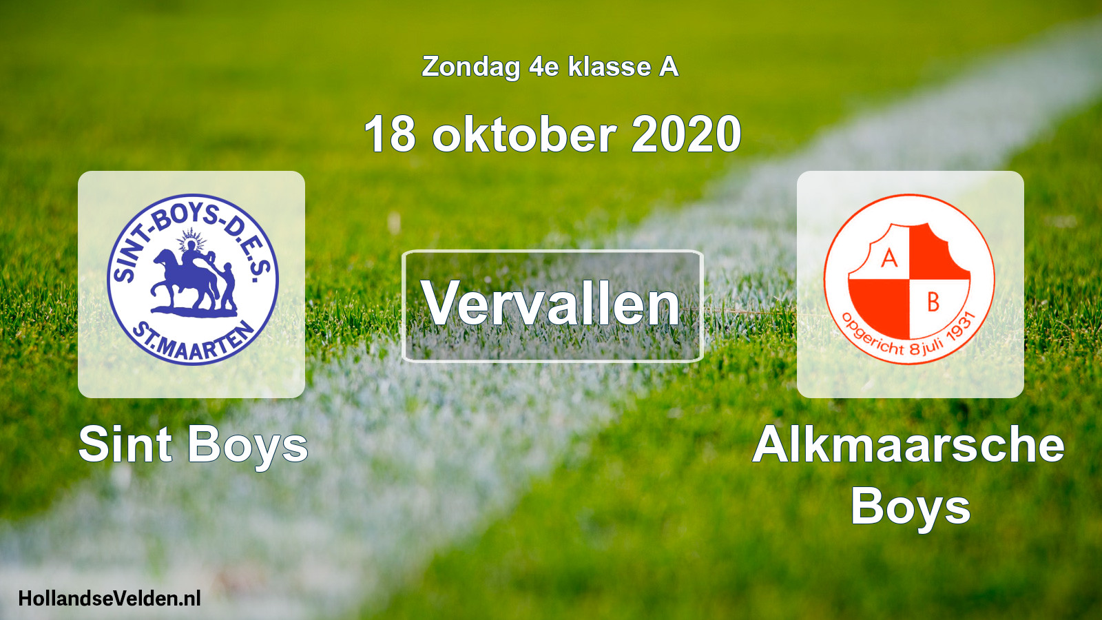Scheduled Match: Sint Boys - Alkmaarsche Boys (18 October 2020)
