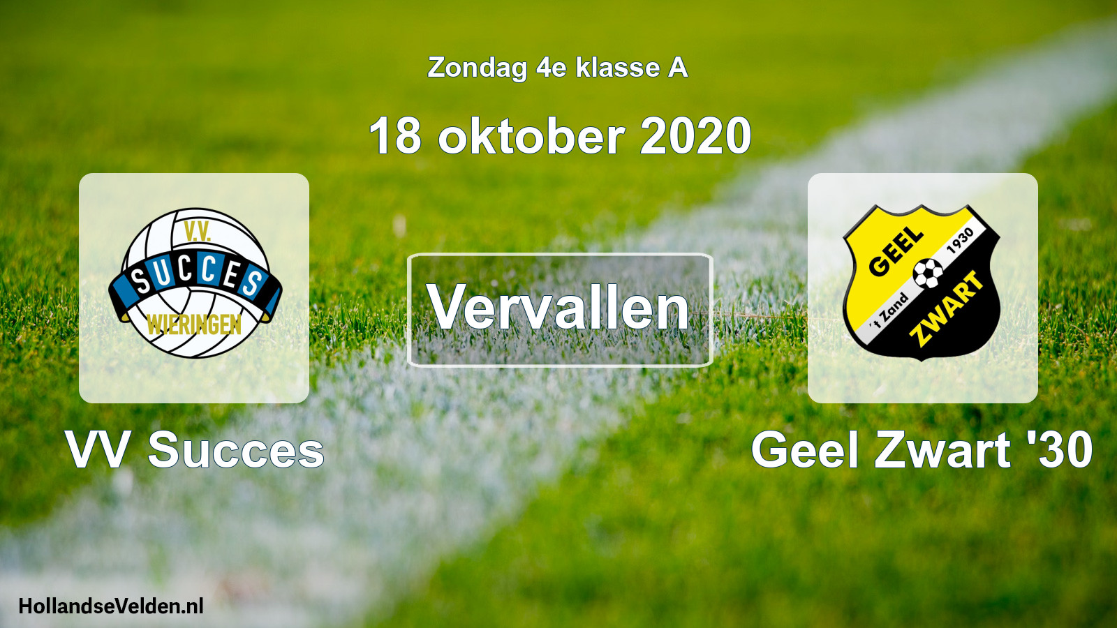 Scheduled Match: VV Succes - Geel Zwart '30 (18 October 2020)