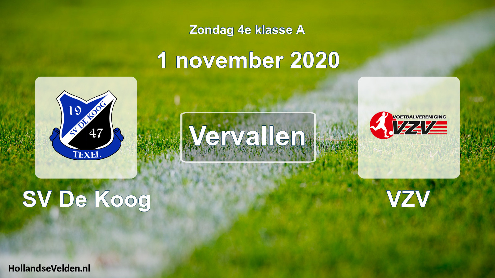 Scheduled Match: SV De Koog - VZV (1 November 2020)