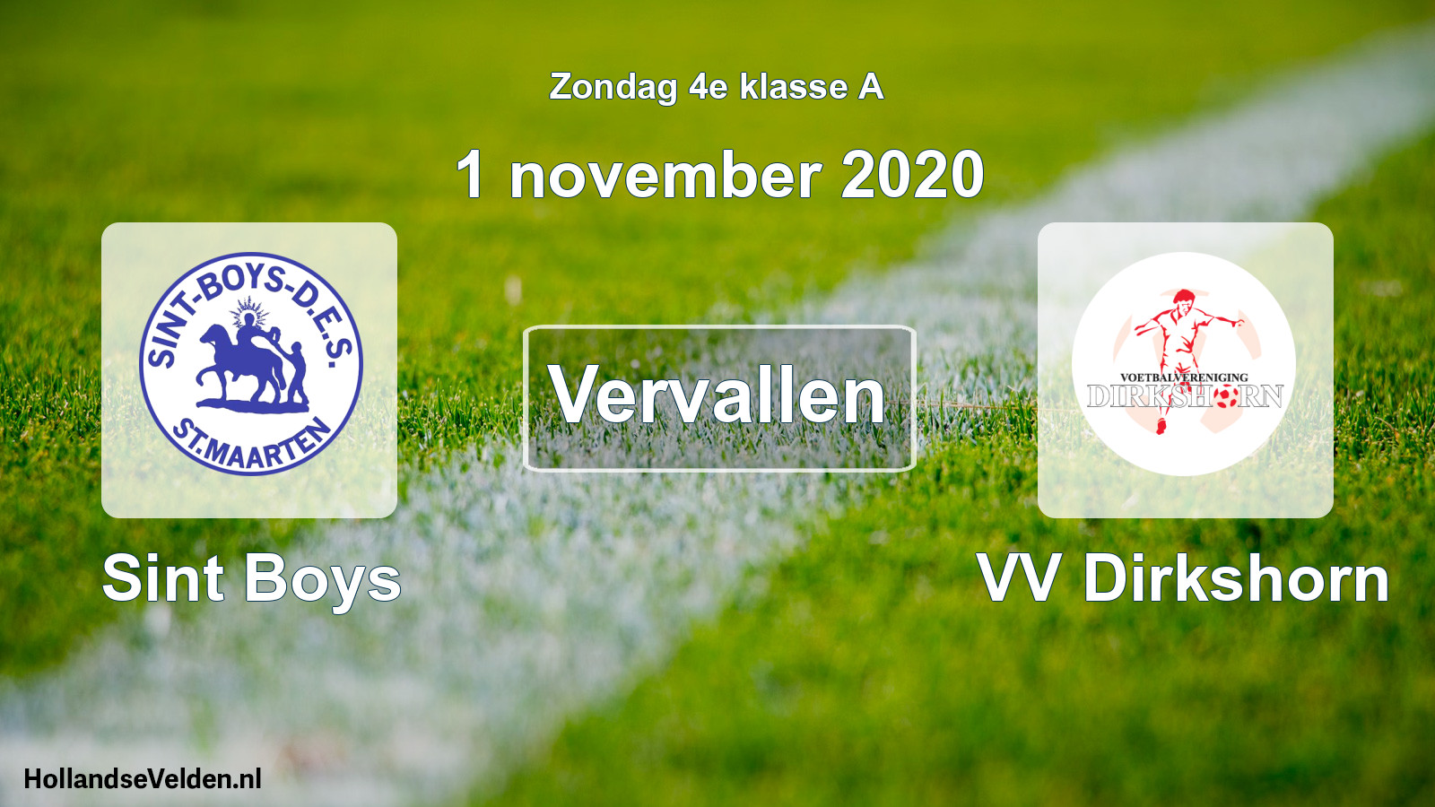 Scheduled Match: Sint Boys - VV Dirkshorn (1 November 2020)