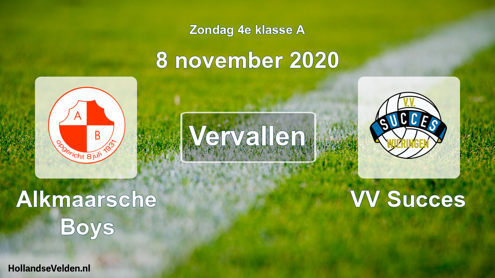 Scheduled Match: Alkmaarsche Boys - VV Succes (8 November 2020)