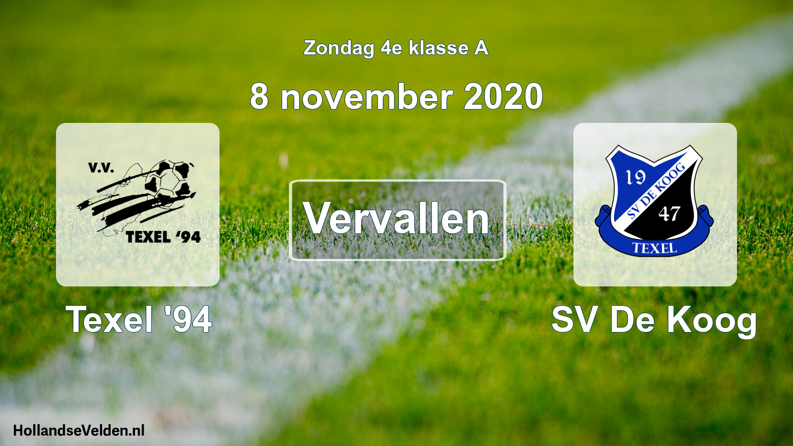 Scheduled Match: Texel '94 - SV De Koog (8 November 2020)