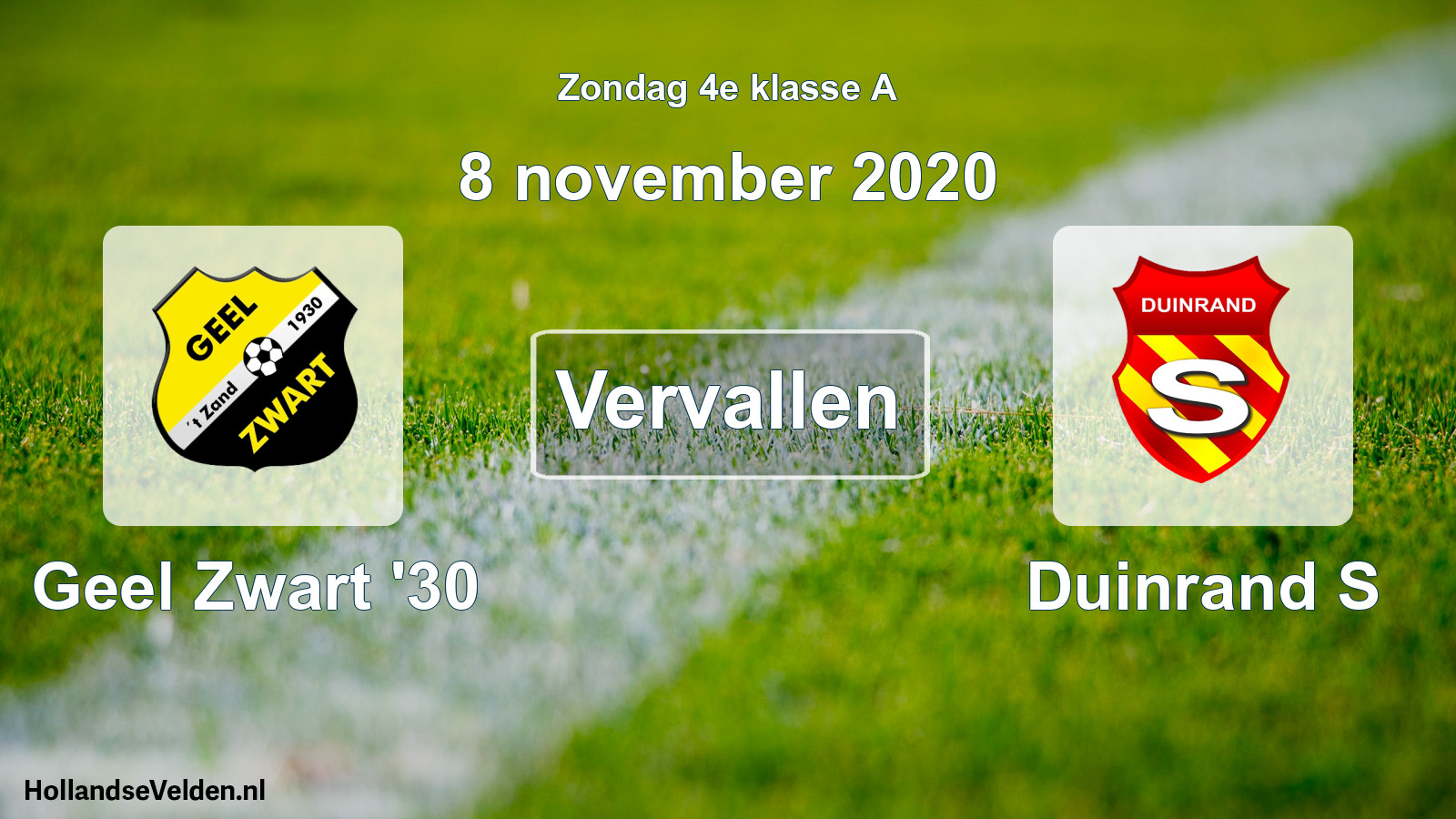 Scheduled Match: Geel Zwart '30 - Duinrand S (8 November 2020)