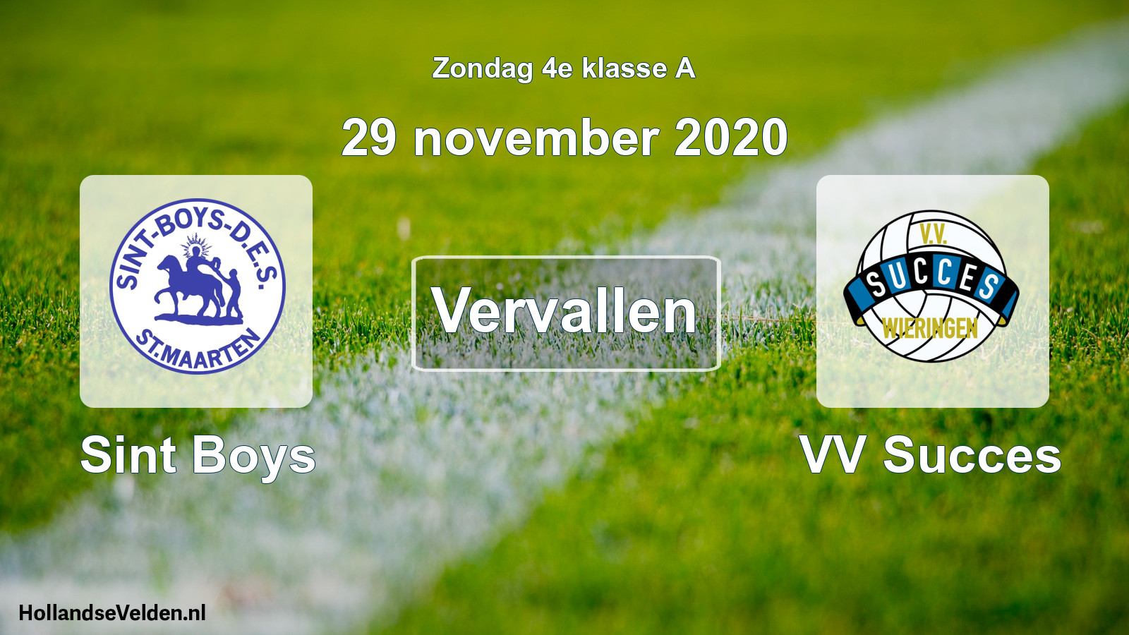 Scheduled Match: Sint Boys - VV Succes (29 November 2020)