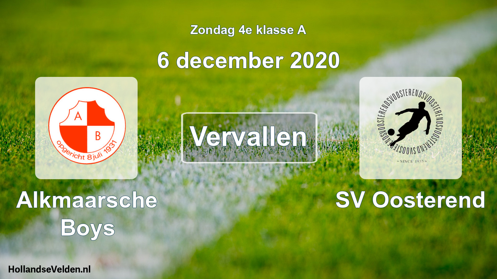 Scheduled Match: Alkmaarsche Boys - SV Oosterend (6 December 2020)