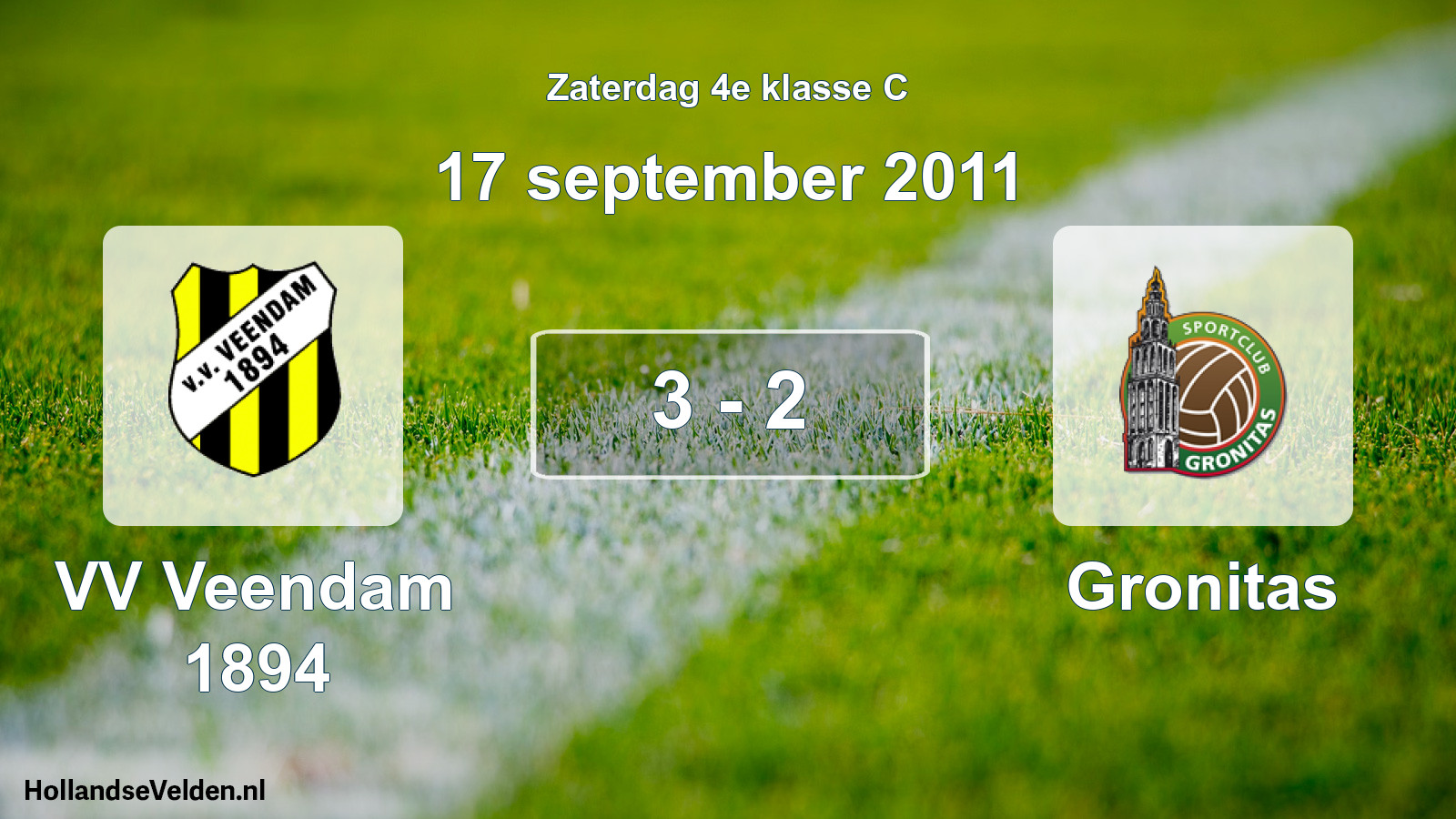 Total number of matches played: VV Veendam 1894 - Gronitas 3 - 2 (17 September 2011)