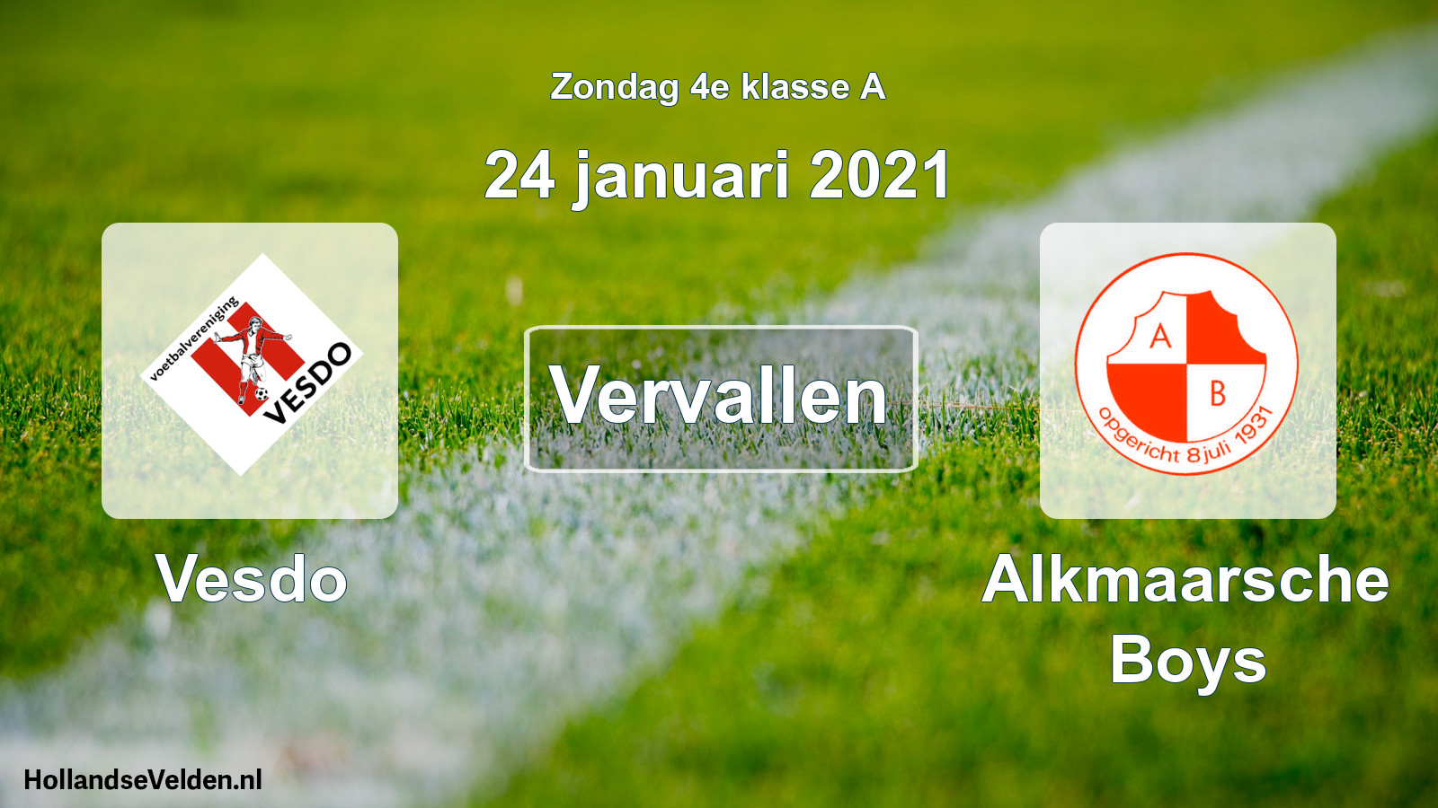 Scheduled Match: Vesdo - Alkmaarsche Boys (24 January 2021)