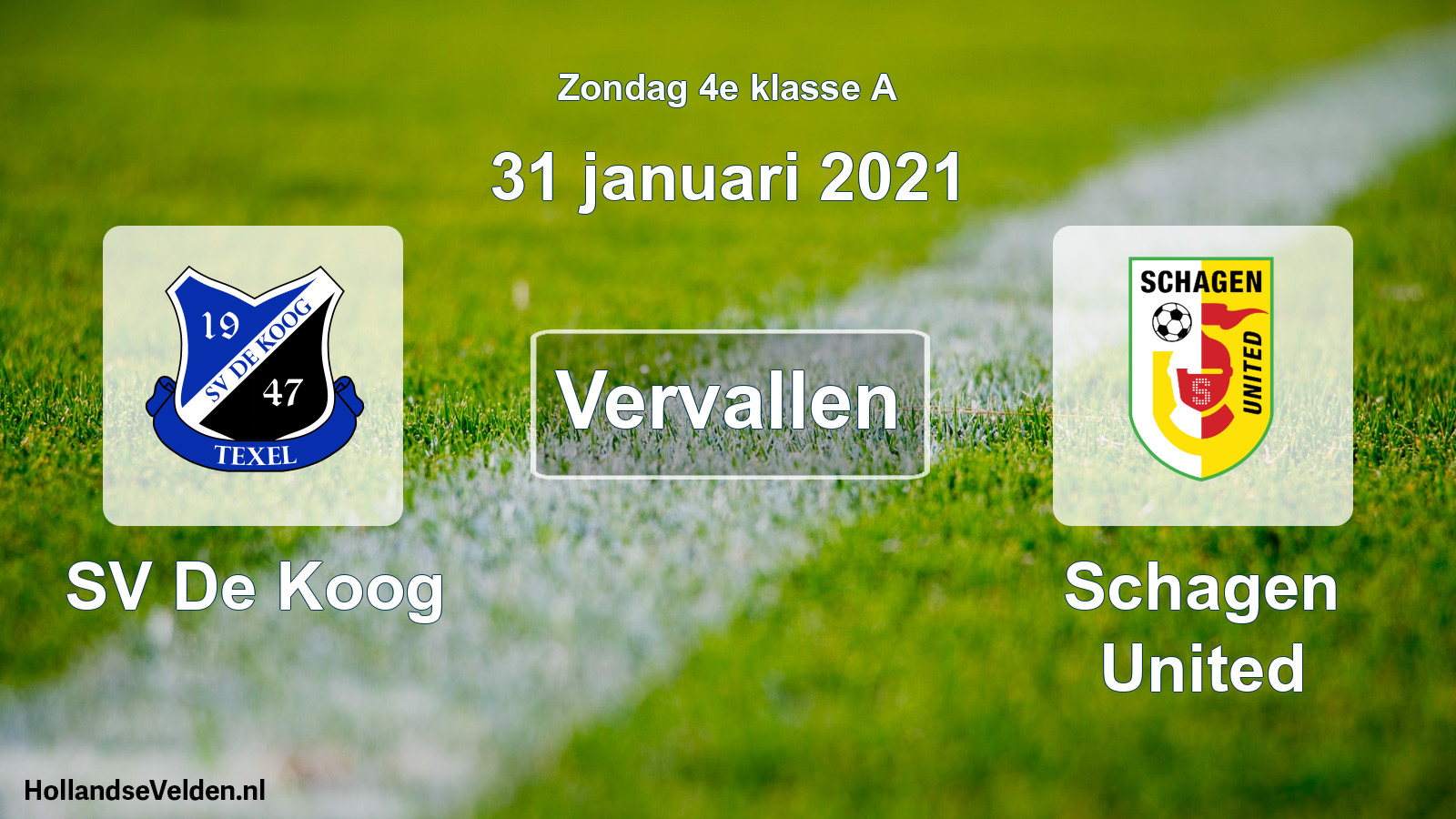 Scheduled Match: SV De Koog - Schagen United (31 January 2021)