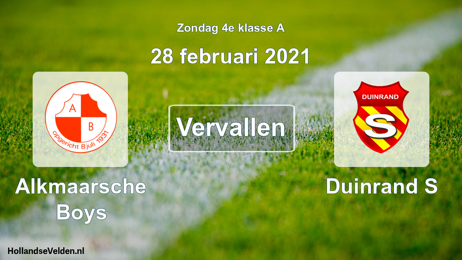Scheduled Match: Alkmaarsche Boys - Duinrand S (28 February 2021)