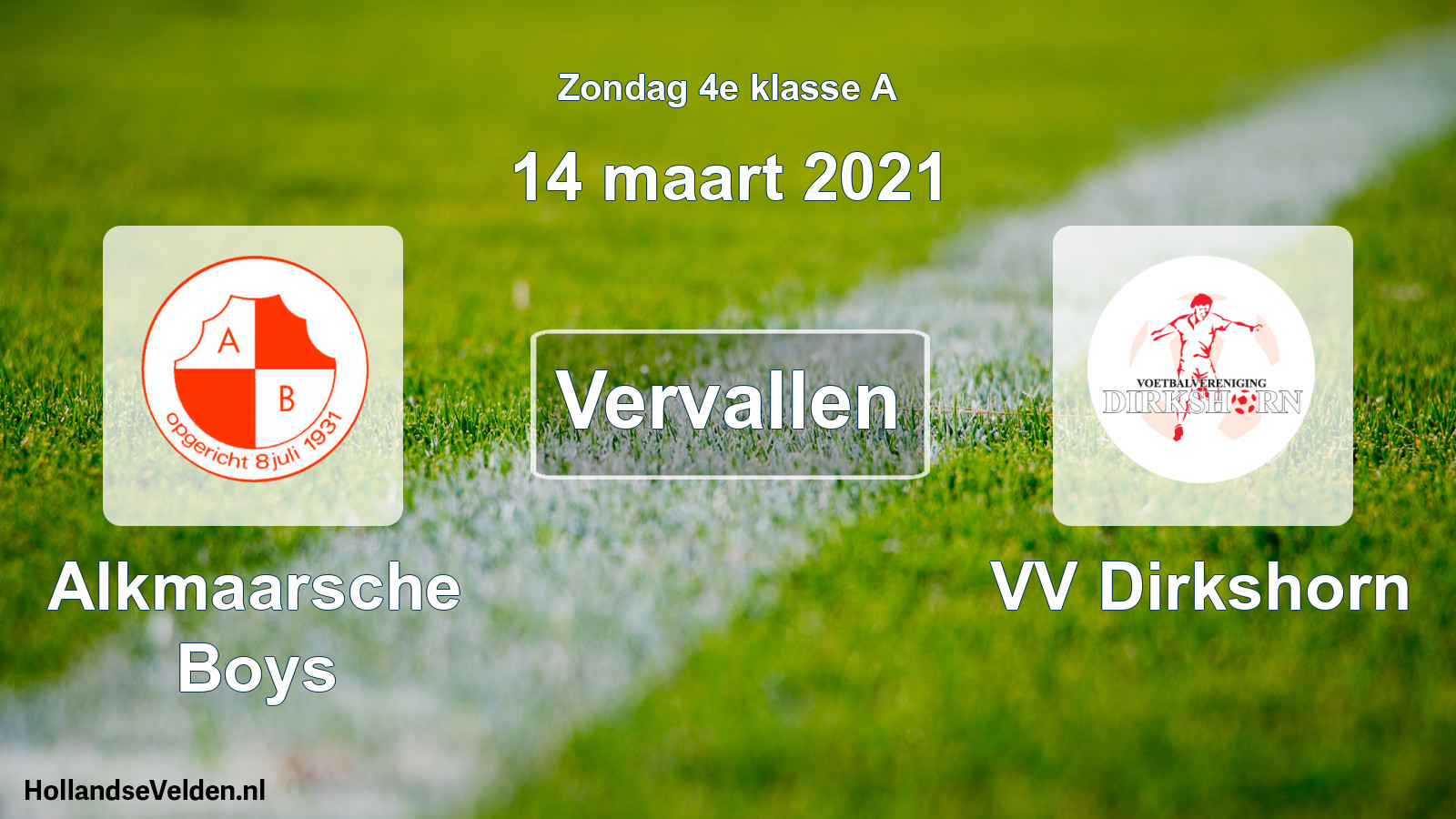 Scheduled Match: Alkmaarsche Boys - VV Dirkshorn (14 March 2021)