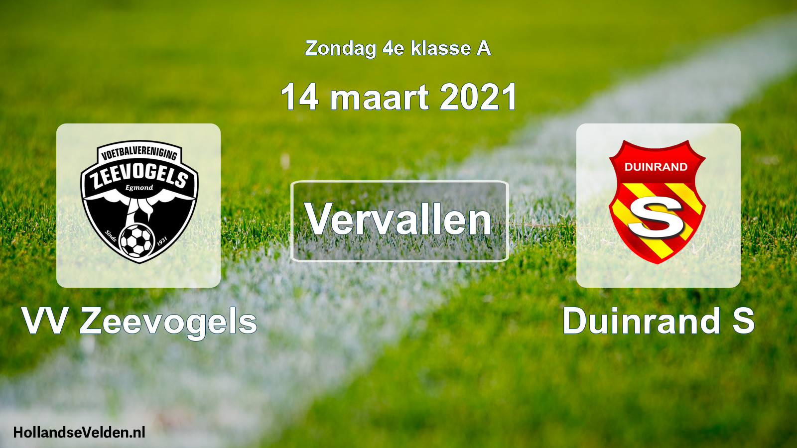 Scheduled Match: VV Zeevogels - Duinrand S (14 March 2021)