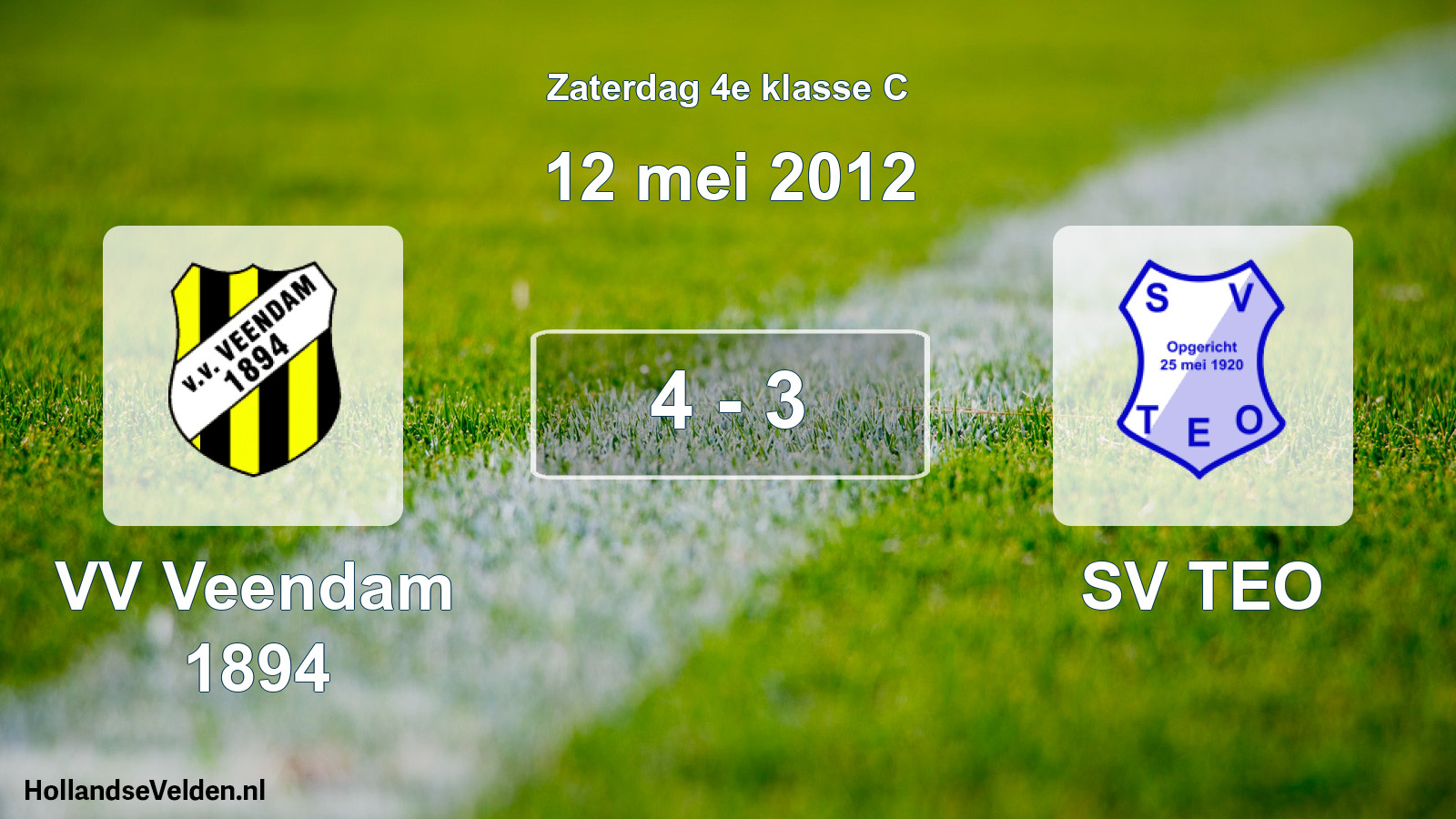 Total number of matches played: VV Veendam 1894 - SV TEO 4 - 3 (12 May 2012)