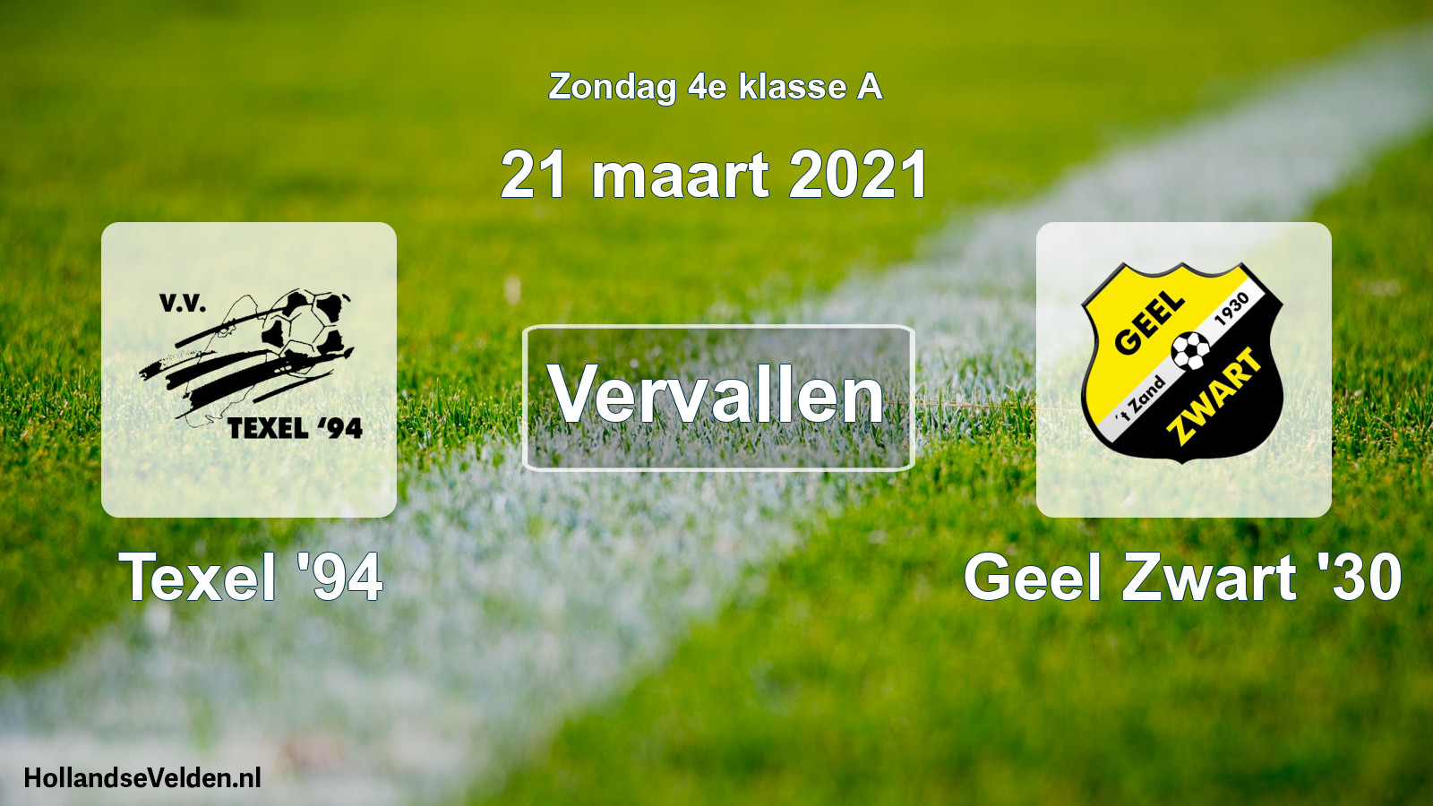 Scheduled Match: Texel '94 - Geel Zwart '30 (21 March 2021)
