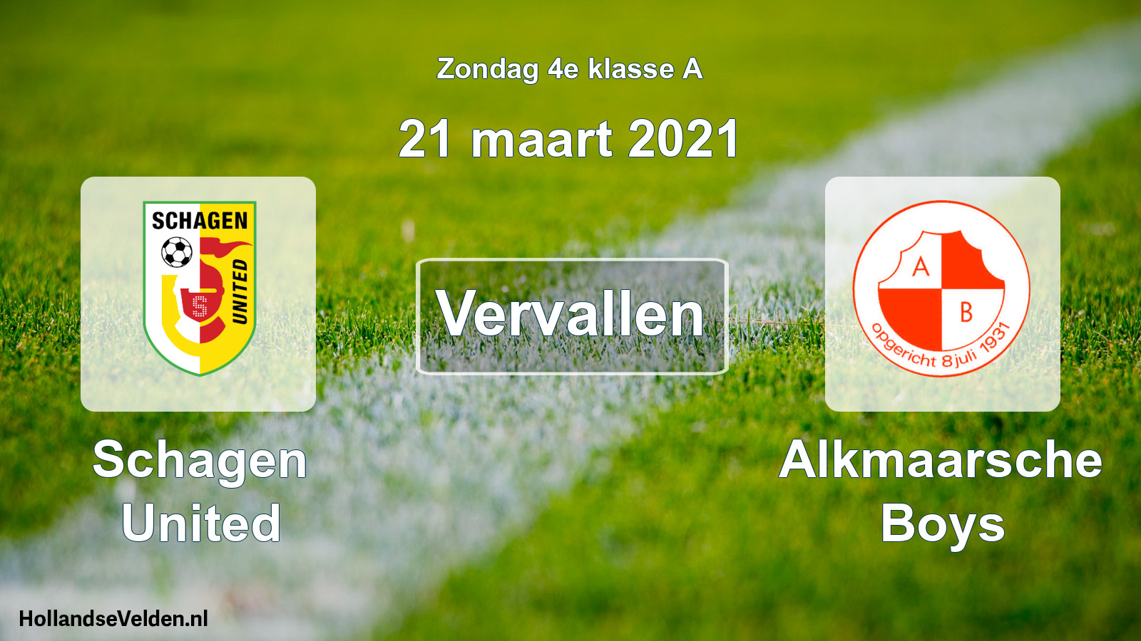Scheduled Match: Schagen United - Alkmaarsche Boys (21 March 2021)