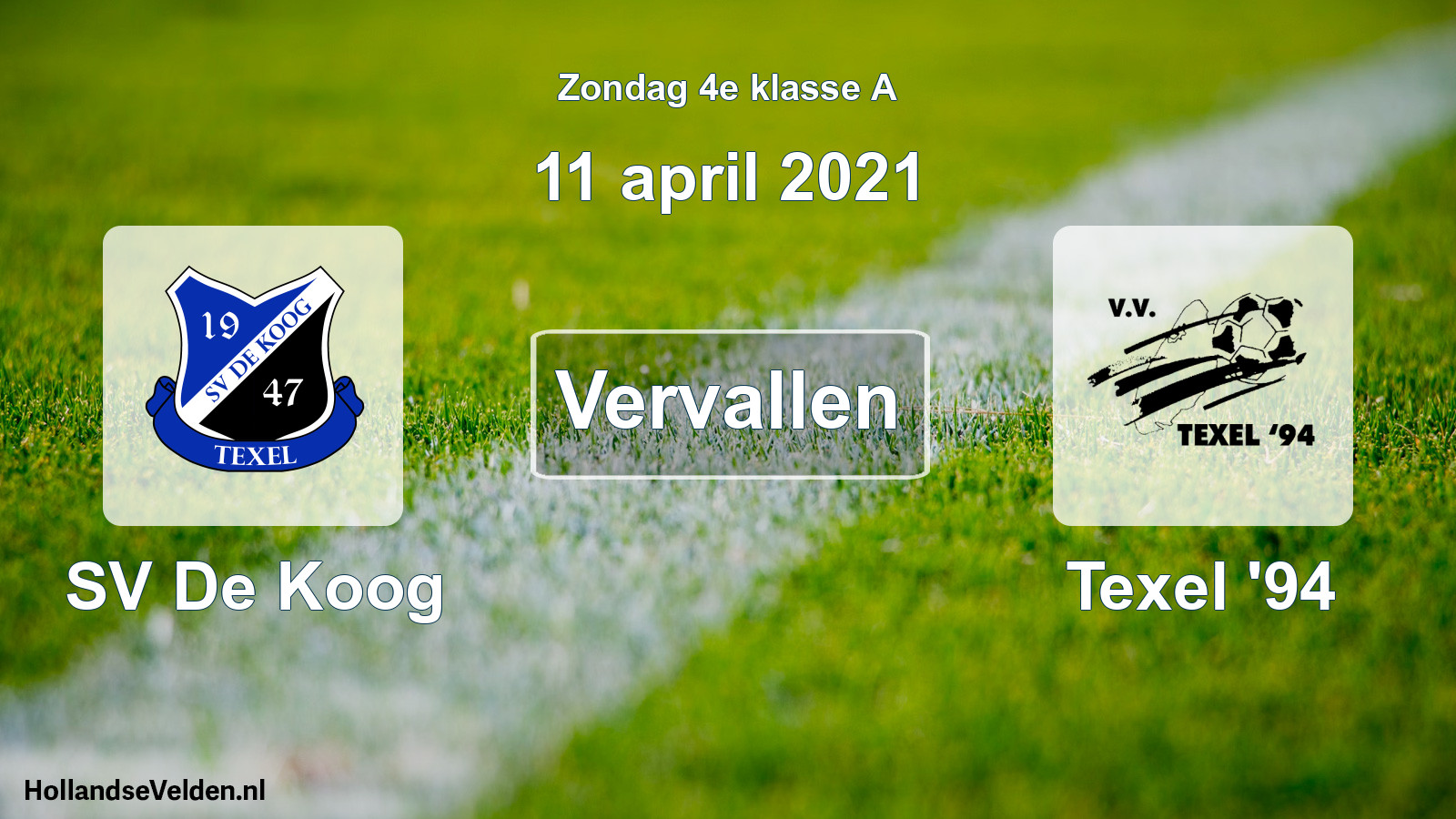 Scheduled Match: SV De Koog - Texel '94 (11 April 2021)