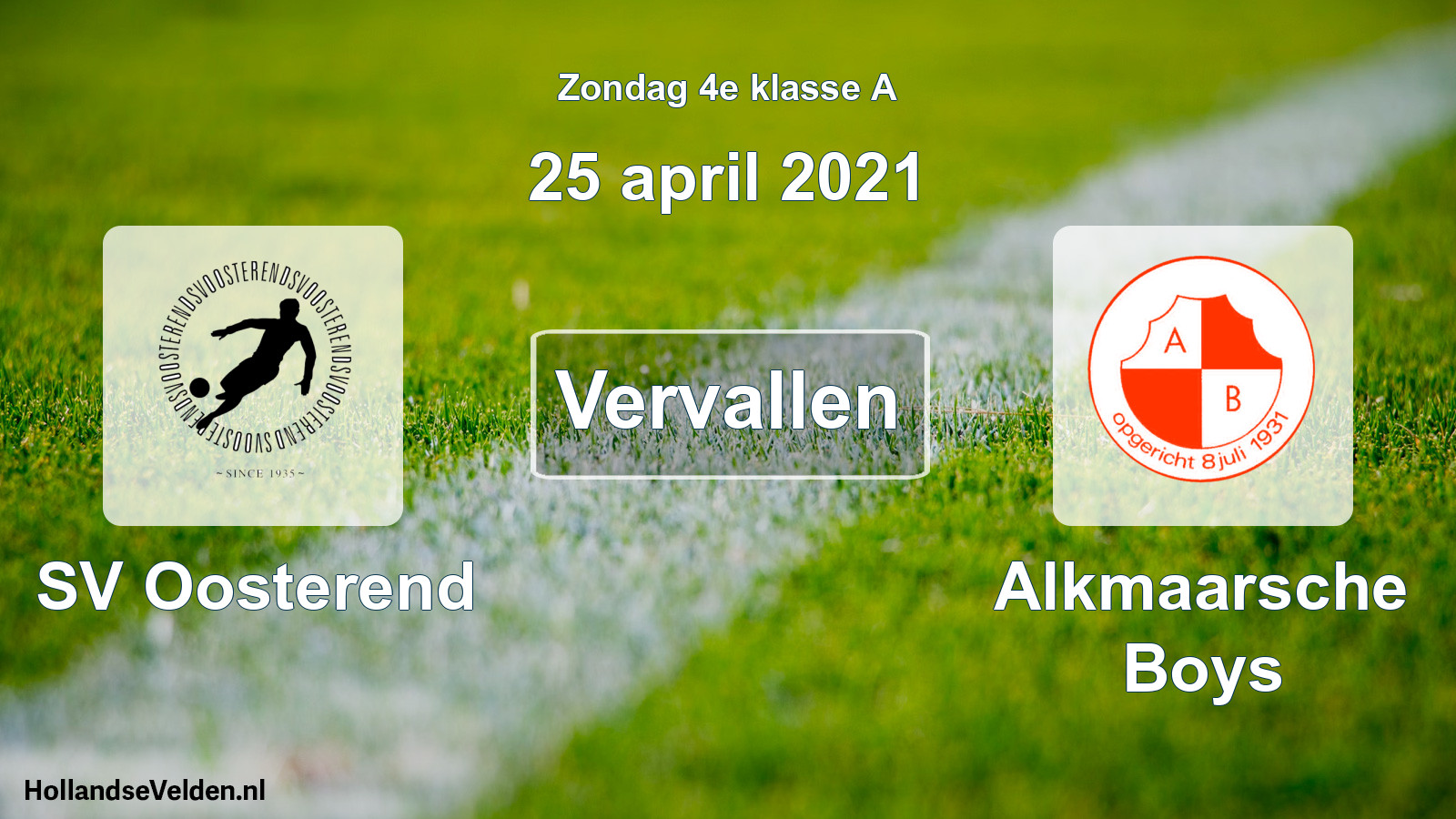 Scheduled Match: SV Oosterend - Alkmaarsche Boys (25 April 2021)