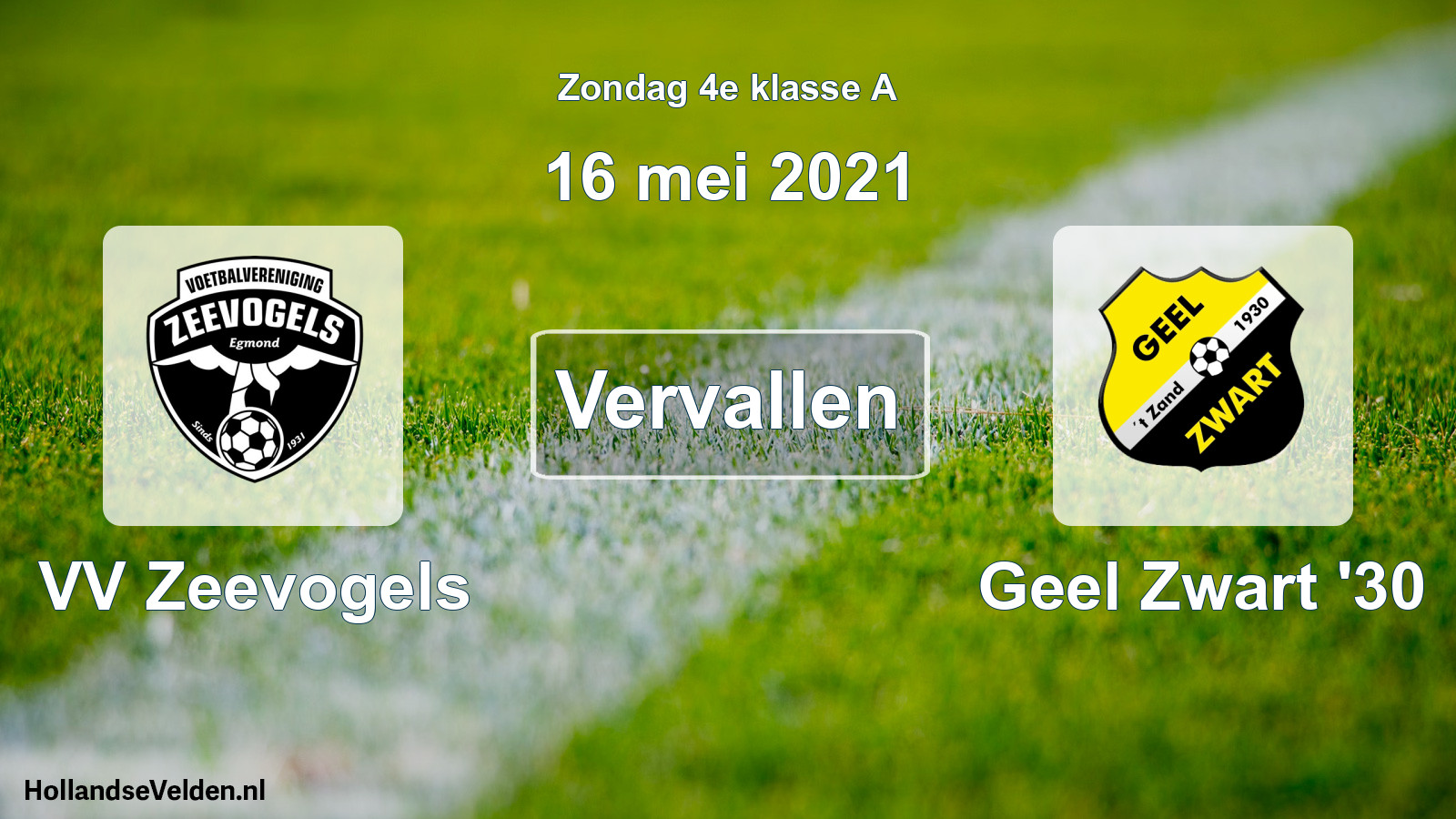 Scheduled Match: VV Zeevogels - Geel Zwart '30 (16 May 2021)