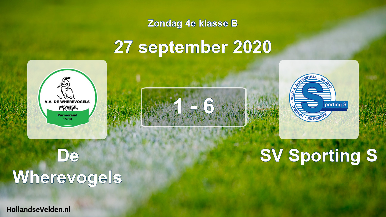 Total number of matches played: De Wherevogels - SV Sporting S 1 - 6 (27 September 2020)