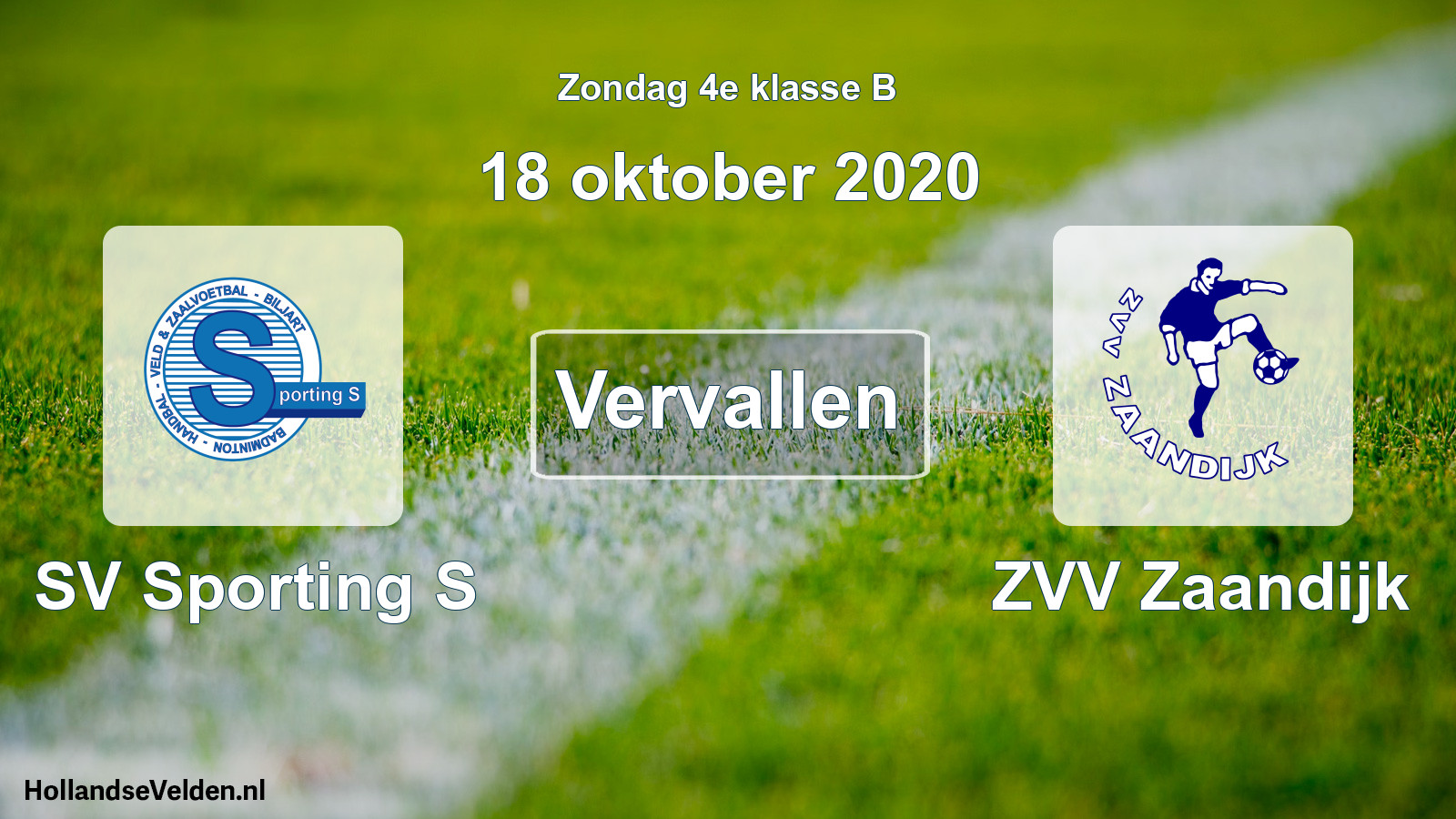 Scheduled Match: SV Sporting S - ZVV Zaandijk (18 October 2020)