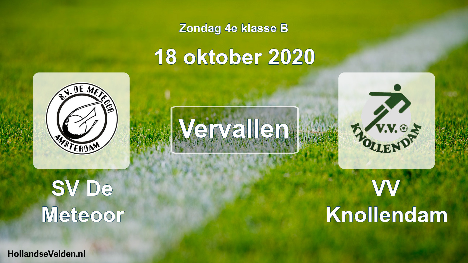 Scheduled Match: SV De Meteoor - VV Knollendam (18 October 2020)