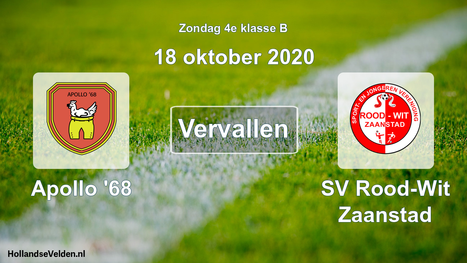 Scheduled Match: Apollo '68 - SV Rood-Wit Zaanstad (18 October 2020)