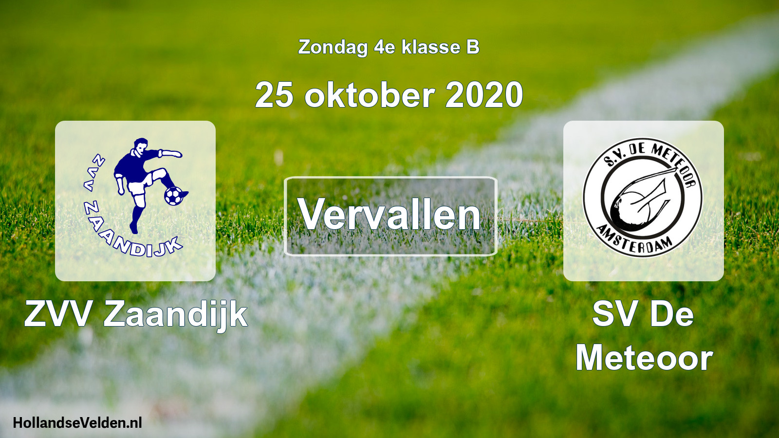 Scheduled Match: ZVV Zaandijk - SV De Meteoor (25 October 2020)