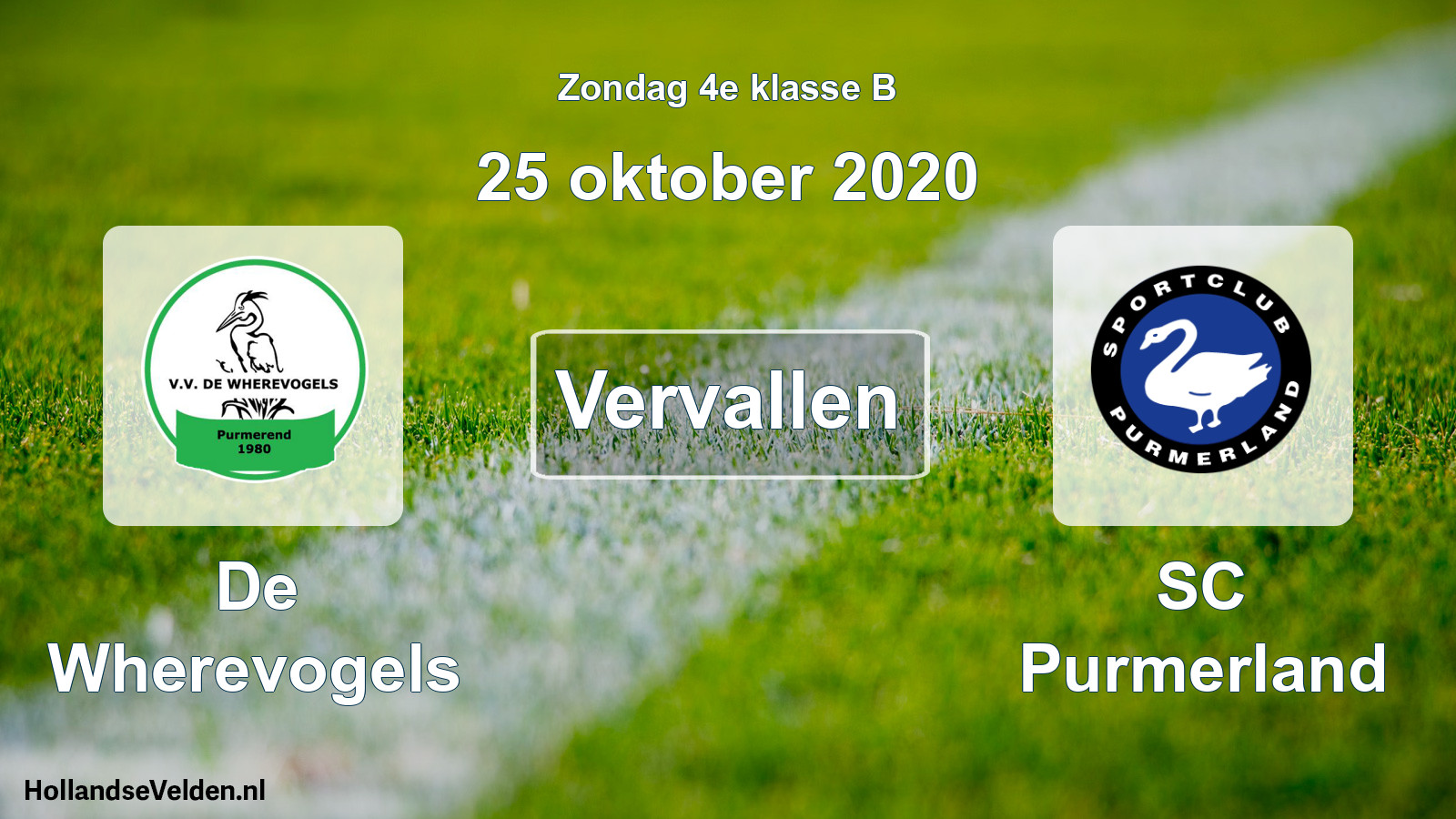 Scheduled Match: De Wherevogels - SC Purmerland (25 October 2020)
