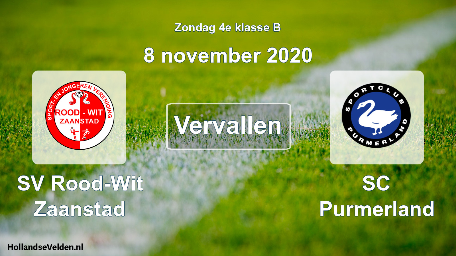 Scheduled Match: SV Rood-Wit Zaanstad - SC Purmerland (8 November 2020)