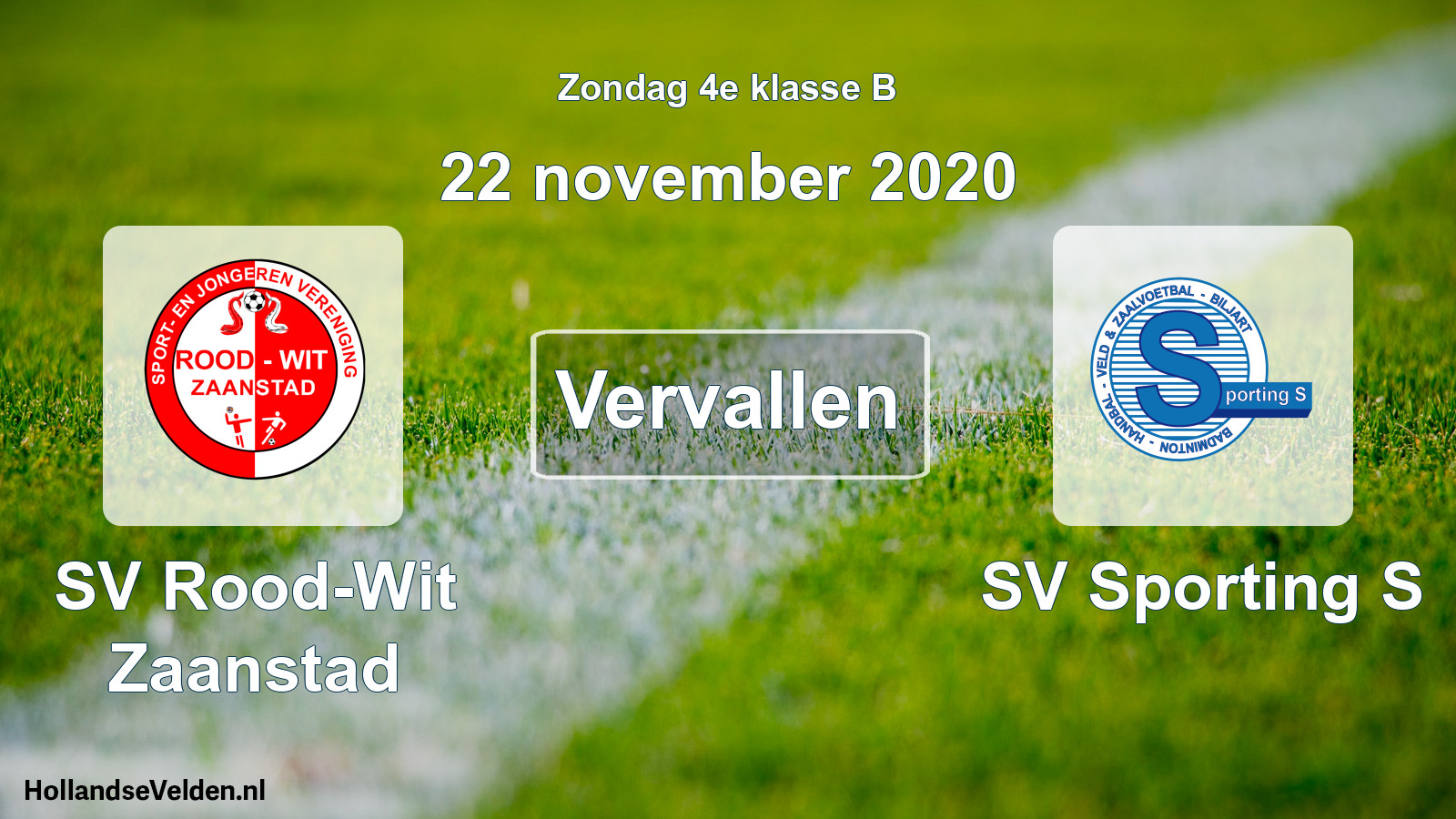 Scheduled Match: SV Rood-Wit Zaanstad - SV Sporting S (22 November 2020)